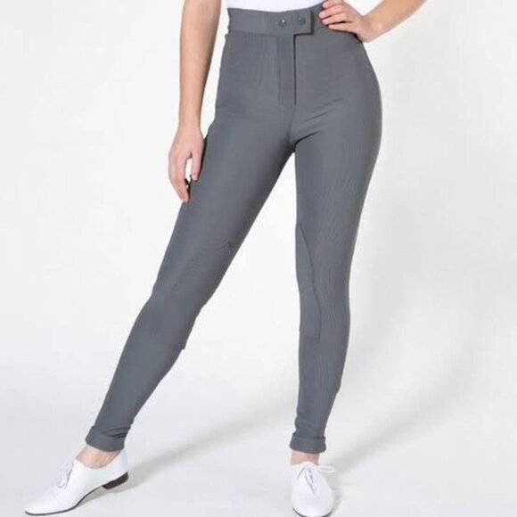 American Apparel Pant Gray Ribbed High Waisted Riding Pants Size Large - Picture 1 of 1